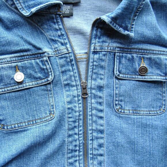 Style & Co. Large Blue Denim Jean Jacket with Zippers & Button Pockets - Picture 4 of 6
